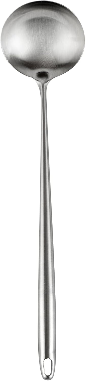 Restaurantware Stainless Steel Wok Ladle 10 Count 17 Inch Long Handle Cooking Utensil, Heat-Resistant, Dishwasher-Friendly Wok Accessory, Silver Kitchen Tool for Sauces and Soups