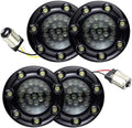 Eagle Lights 2 Inch Infinity Beam Front and Rear LED Turn Signal Kit w/Running LED Light Ring Covers for Harley Davidson Motorcycles - Black / 1157 Front / 1156 Rear