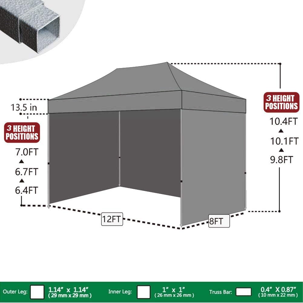 Eurmax USA 8x12 Pop Up Canopy Tent,Commercial Tent with Patented No-Tip Rolling Bag,4 Zippered Removable Walls,UV & Water Resistant Canopy Top,Heavy Duty Outdoor Gazebo,Instant Shelter(Forest Green)