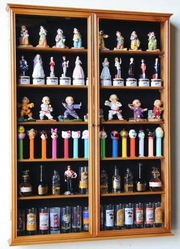 XL Shot Glass Display Case Rack Holder Cabinet for Tall Shooter and Mini Liquor Bottle