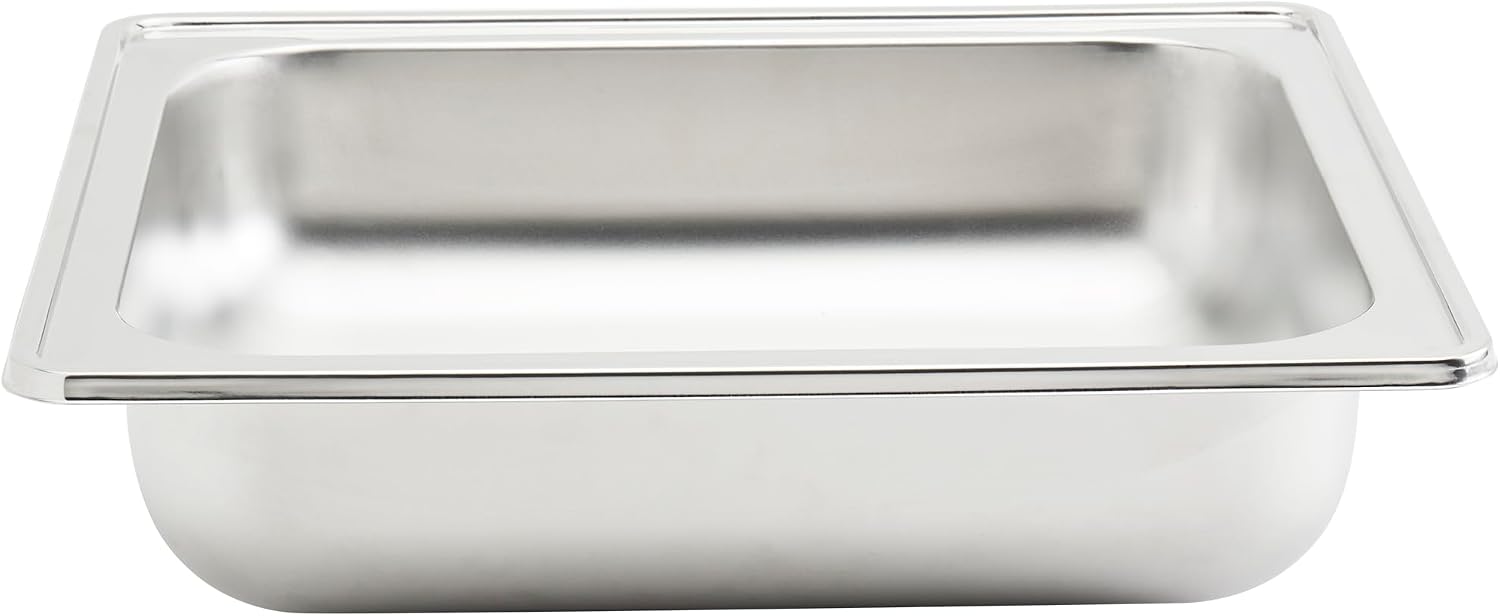 Denmark Tools for Cooks Celebrations Cookware Collection 5 Piece 6.3-Quart Heavy Gauge Stainless Steel Square Chafing Dish Set with Hydraulic Soft Close Glass Lid for Entertaining & Catering