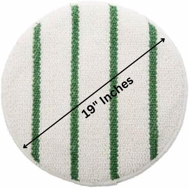 Quality Chemical Low-Profile Carpet Bonnet with Green Scrubber Strips - Perfect for Hardwood, Area Rugs, and Thick Carpet - and Rotary Floor Brushes & Pad Drivers - 19' (Pack of 6)