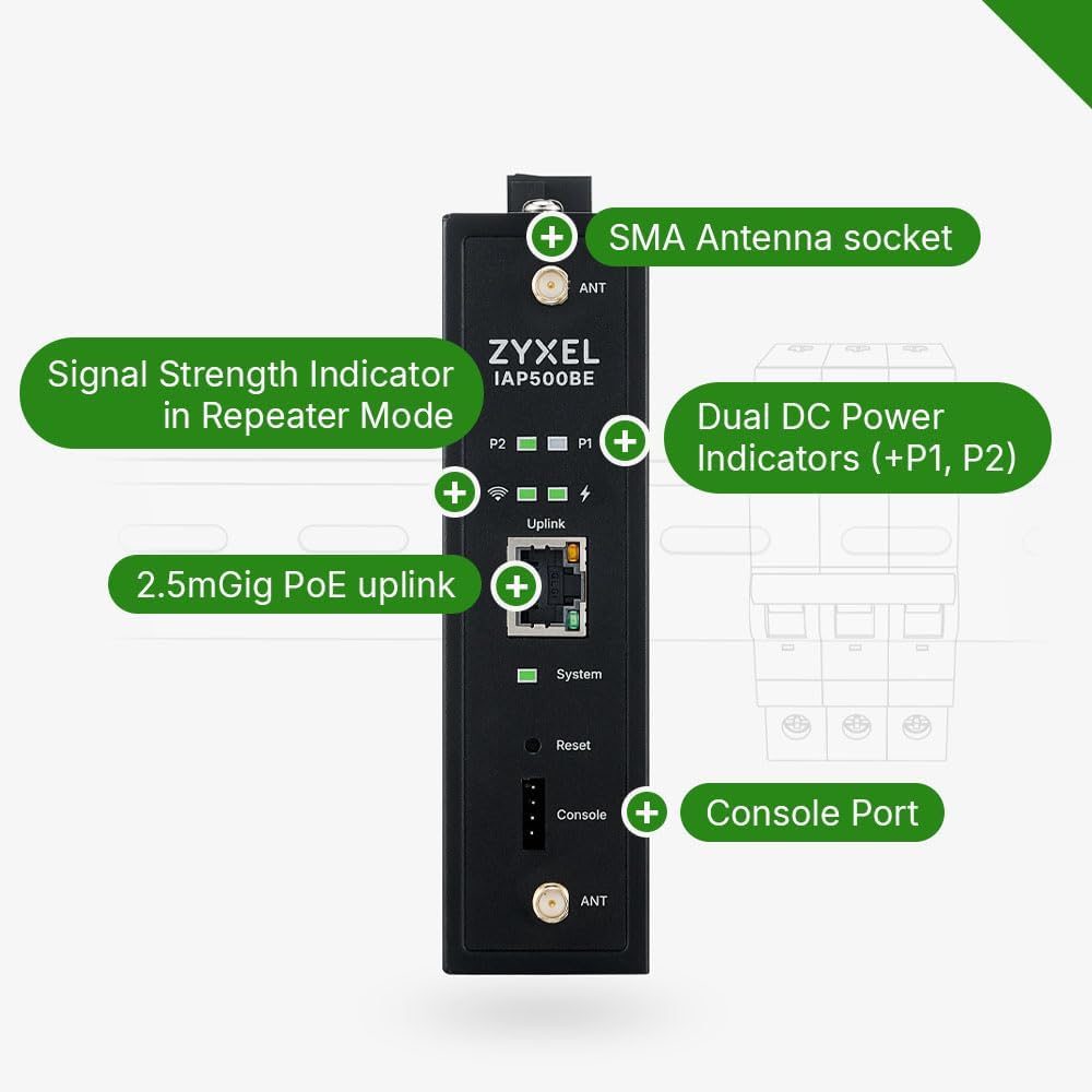 Zyxel WiFi 7 BE5000 Wireless Access Point | Industrial Robust Product Design | 4-Stream Dual-Radio | Flexible Installation | Nebula App, Cloud, Controller, or Standalone | TAA Compliant [IAP500BE]