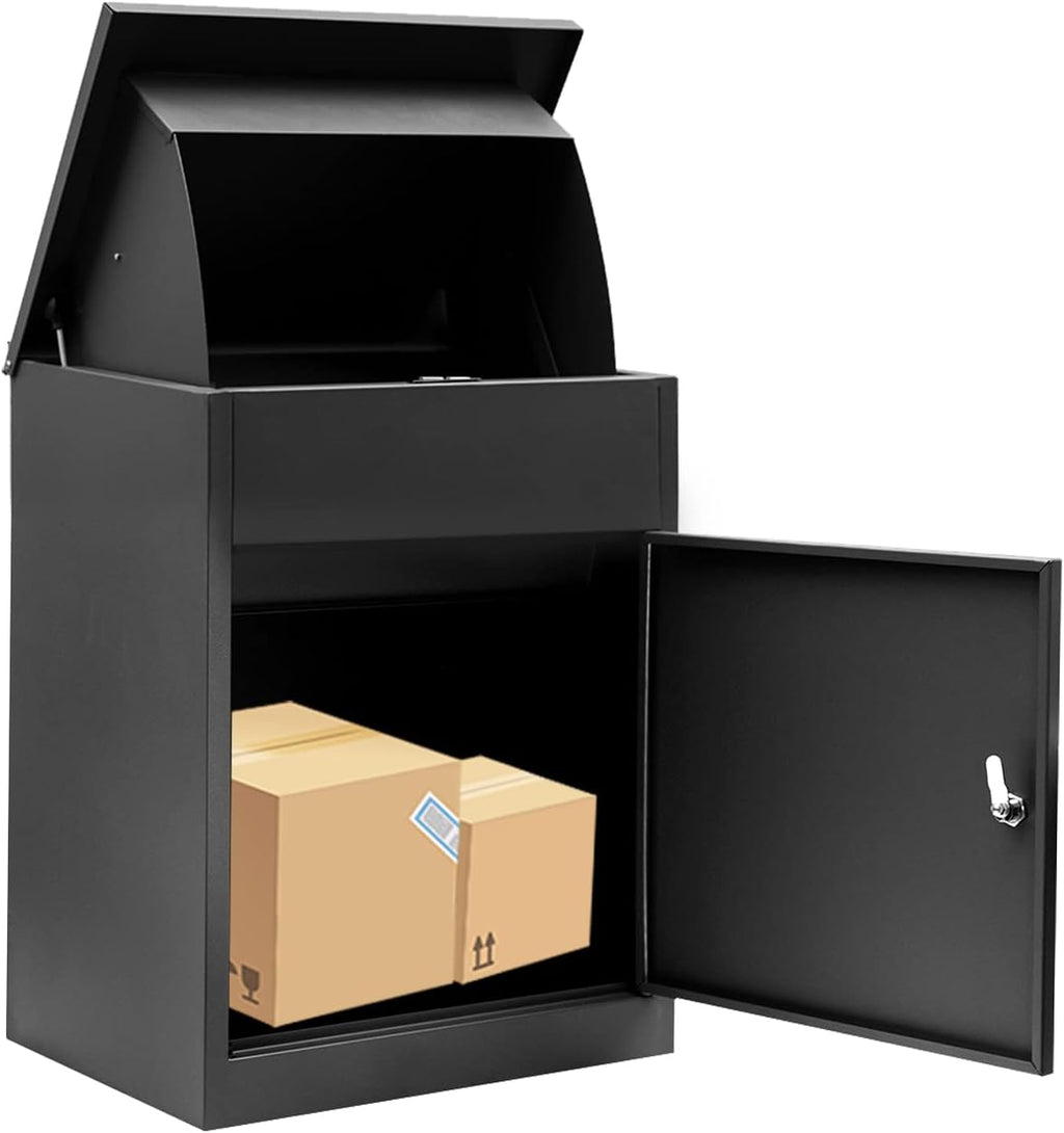 Ydocabinit Package Delivery Boxes for Outside, Extra Large Mailbox for Parcel, Galvanized Steel Parcel Mailbox, Wall Mounted Lockable Anti-Theft for Porch,Curbside XL-Black