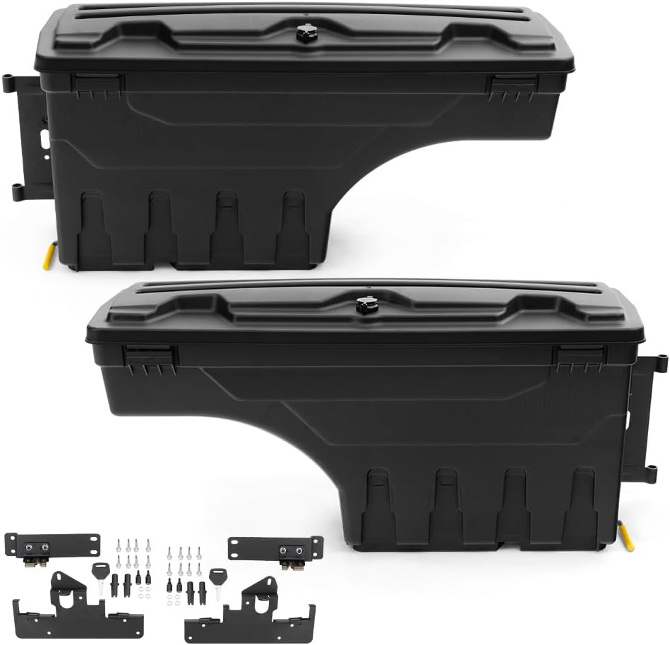 G-PLUS Truck Bed Storage Box Left Driver and Right Passenger Side Compatible with Compatible with Toyota Tacoma 2005-2020 All Engine Rear Tool Box Black 2PCS