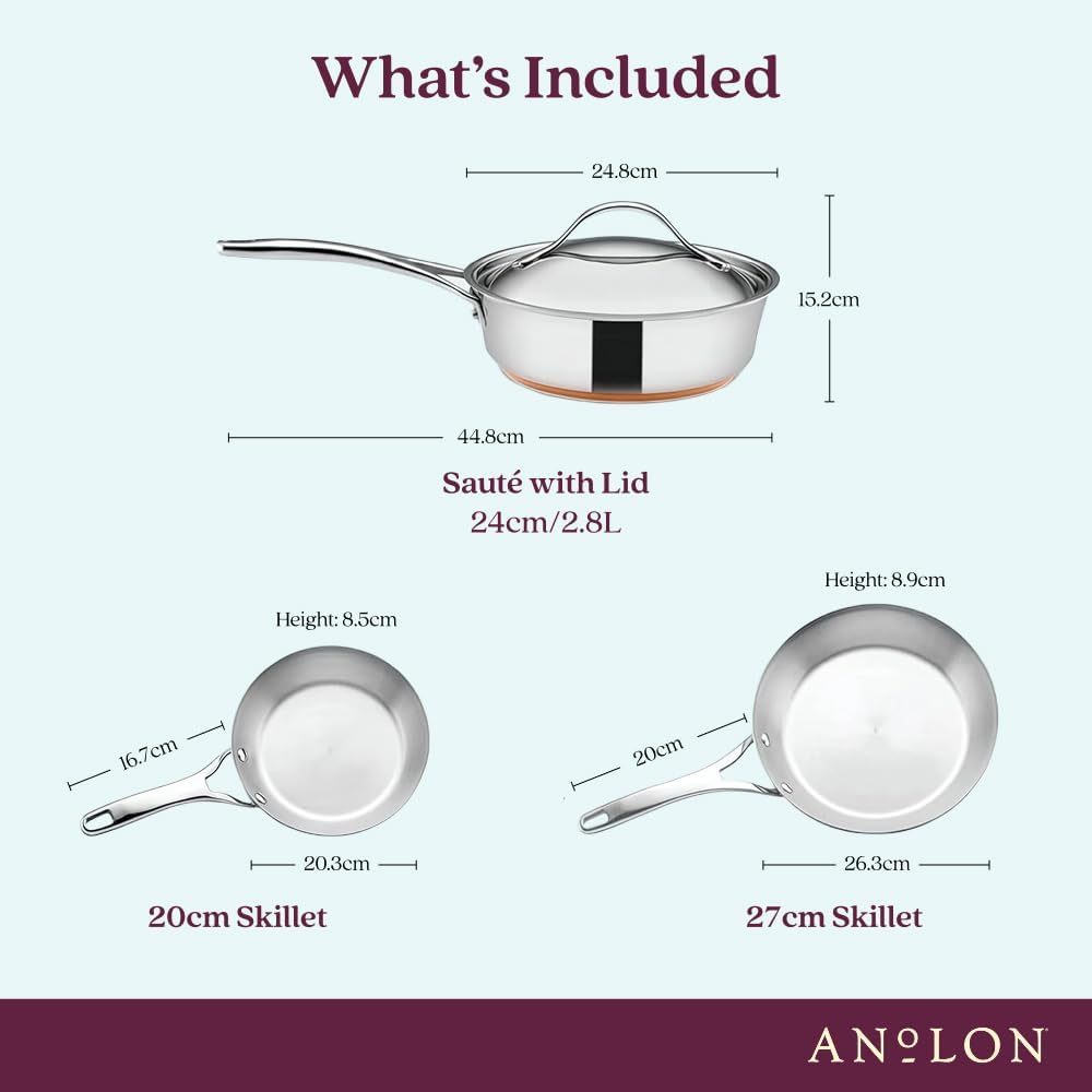Anolon Nouvelle Stainless Steel Cookware Pots and Pans Set, 10 Piece