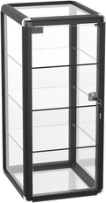 14' W x 27' H x 12' D - Black Aluminum Tempered Glass Countertop Display Case - Durabletable Top Display Case,Clear Display Cabinet for Retail, Home & Office Use