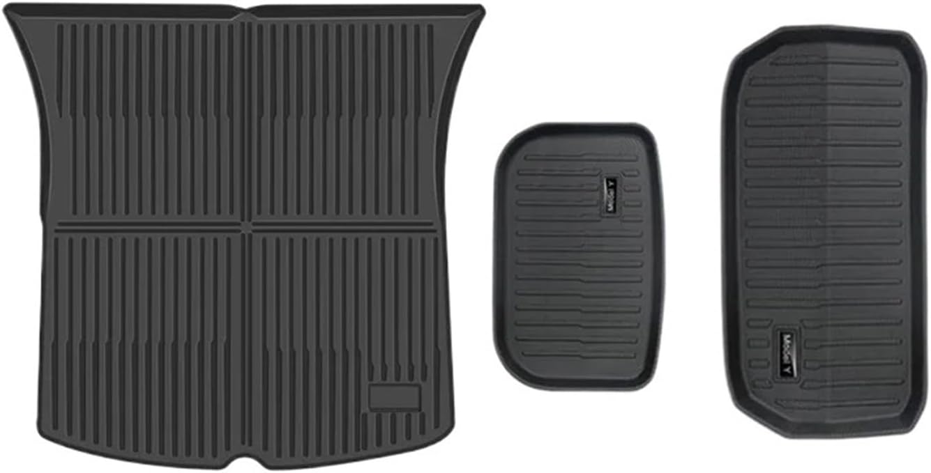 Compatible for Tesla Model Y 3 2021 to 2023 LHD All TPE Floor Mats Trunk Mat Cargo Liner Left Rudder Foot Pads Car Accessories(Gray)