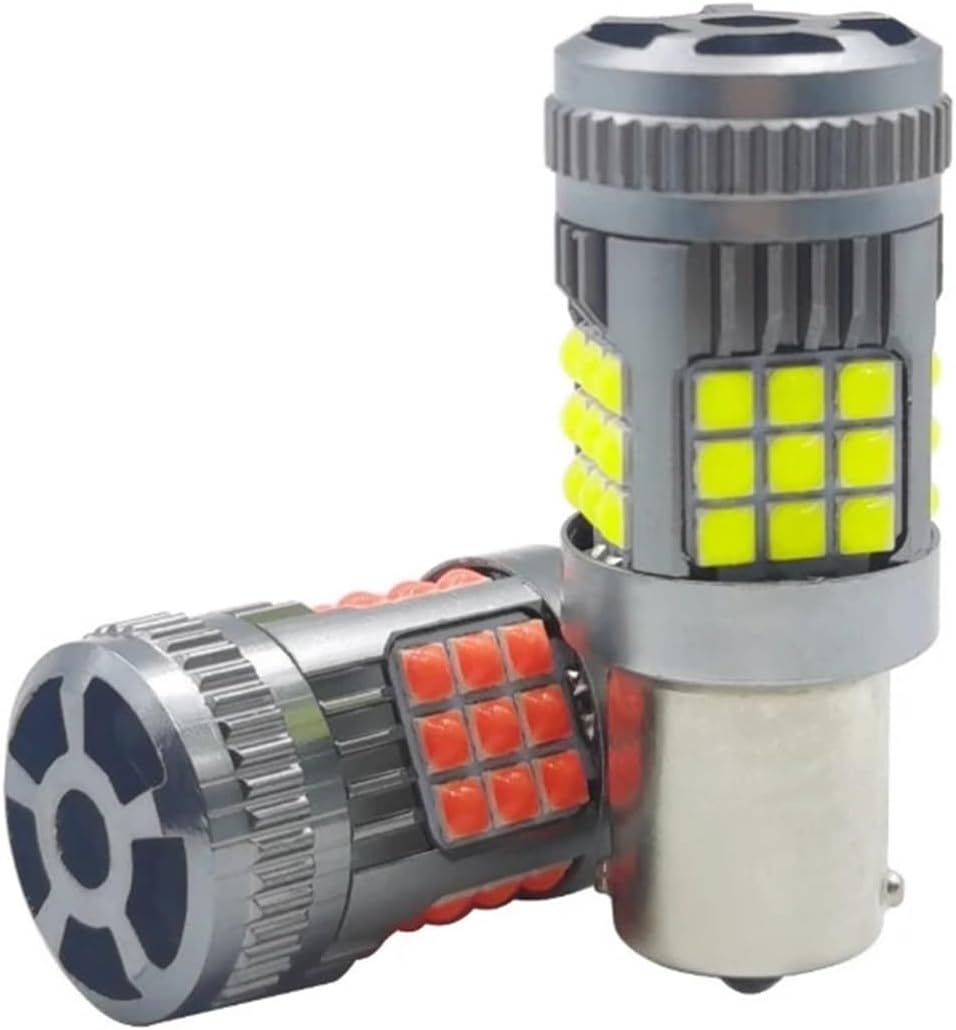 100PCS 1156 1157 7440 7443 Bau15s 36SMD 3030 Canbus LED Turn Signal Light Anti-strobe Lamp Car Reverse With Fan Tail Brake Bulb(Red,1156 BAU15S PY21W)