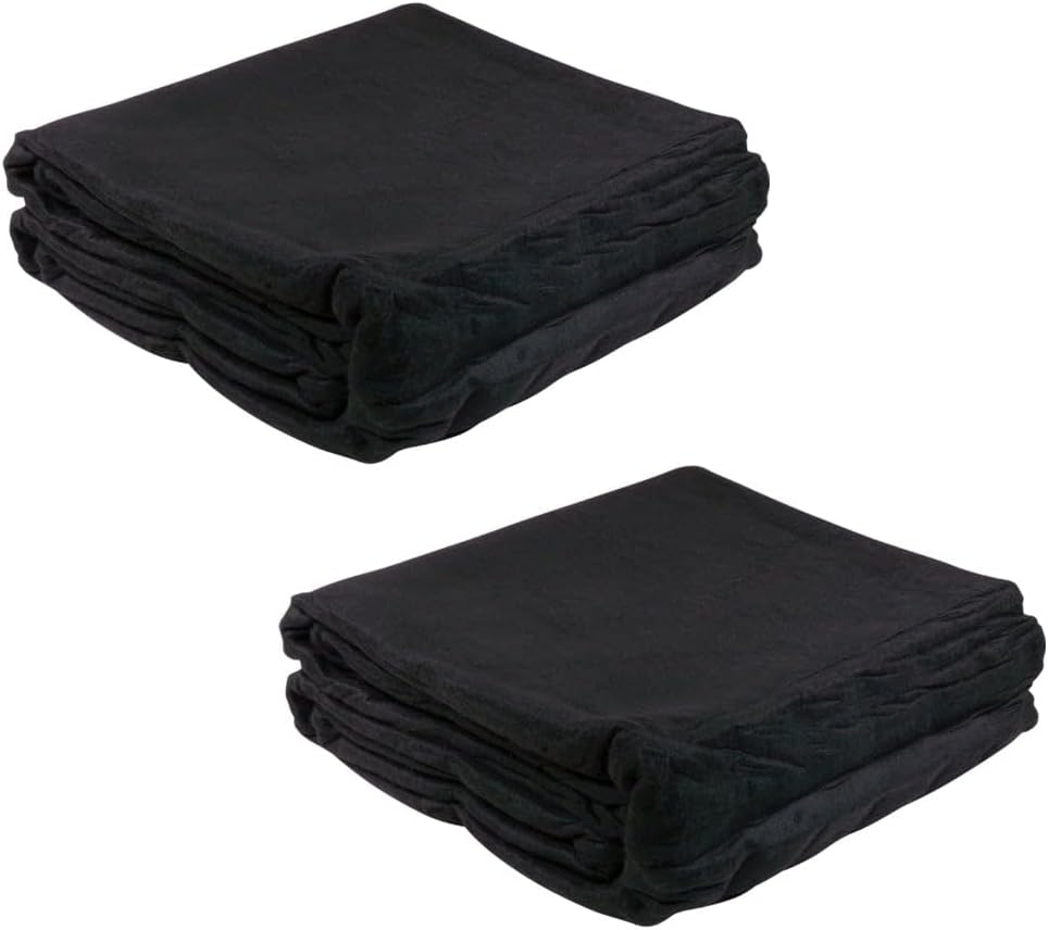 Mytee Products 2 Pack 7'x13' Black Pre Tarp Blanket with Grommets for Tarp & Cargo Load & Protection - Heavy Duty Textile Moving Blankets for Packing & Shipping Furniture - Non-Abrasive Surface