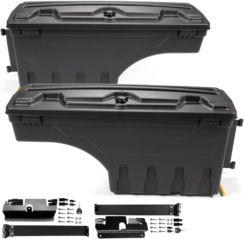 G-PLUS Lockable Storage Box Compatible With Chevy Silverado/GMC Sierra 1500/2500HD/3500HD 2007-2018 Lockable Storage Box Case Truck Bed Toolbox Pair