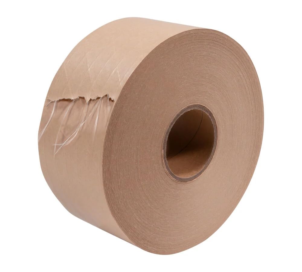 Mytee Products 16 Rolls 2.75'x450' Water Activated Tape - Reinforced Gummed Tape for Package - Strong Adhesive & Holding Power Kraft Paper Tape - Brown Packing Tape for Sealing Box (7200 feet Total)