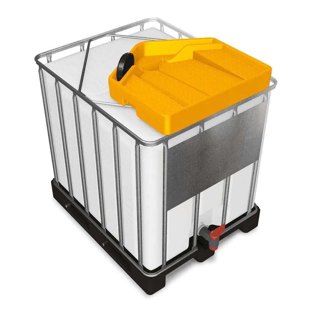 DENIOS® IBC Tote Funnel - Premium IBC Funnel chemically Resistant Polyethylene in Yellow – 1x - Large Drain Opening (4.9in) - Made in USA