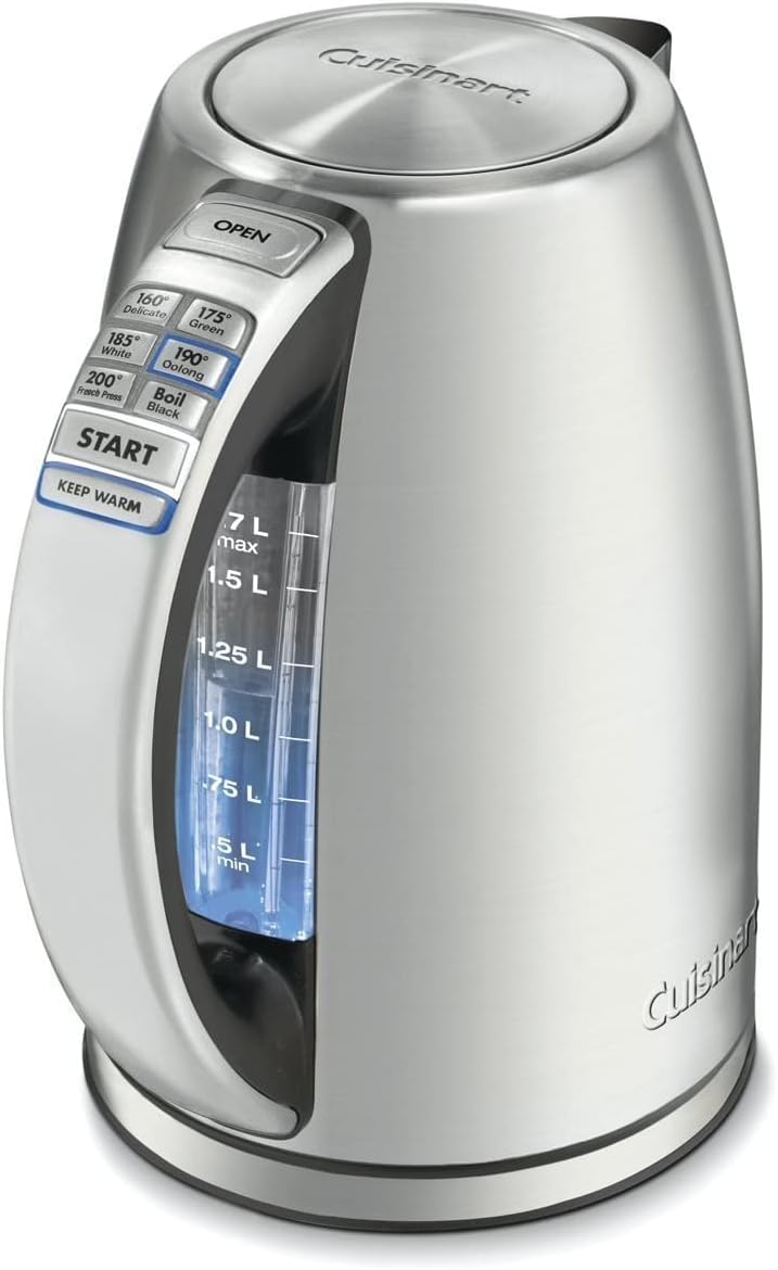 Cuisinart Mesh Strainers, 3 Pack Set, CTG-00-3MS Silver & 1.7-Liter Stainless Steel Cordless Electric Kettle with 6 Preset Temperatures