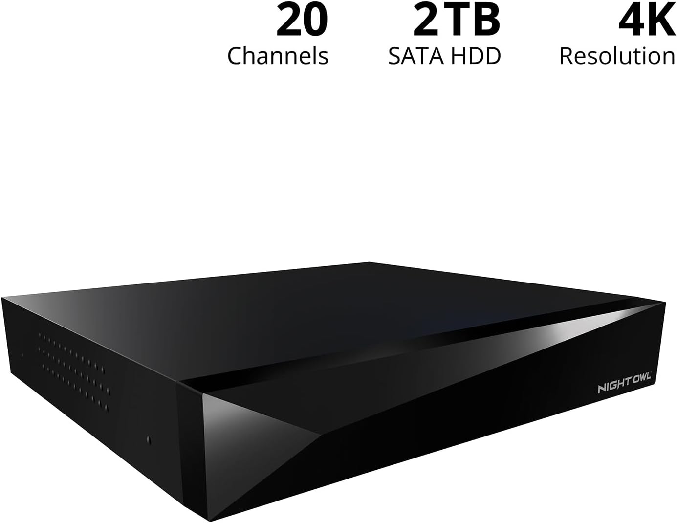 Night Owl 2-Way Audio 20 Channel 4K Video Home Security DVR with 2TB Hard Drive (Add up to 20 Total Cameras) (2 TB)