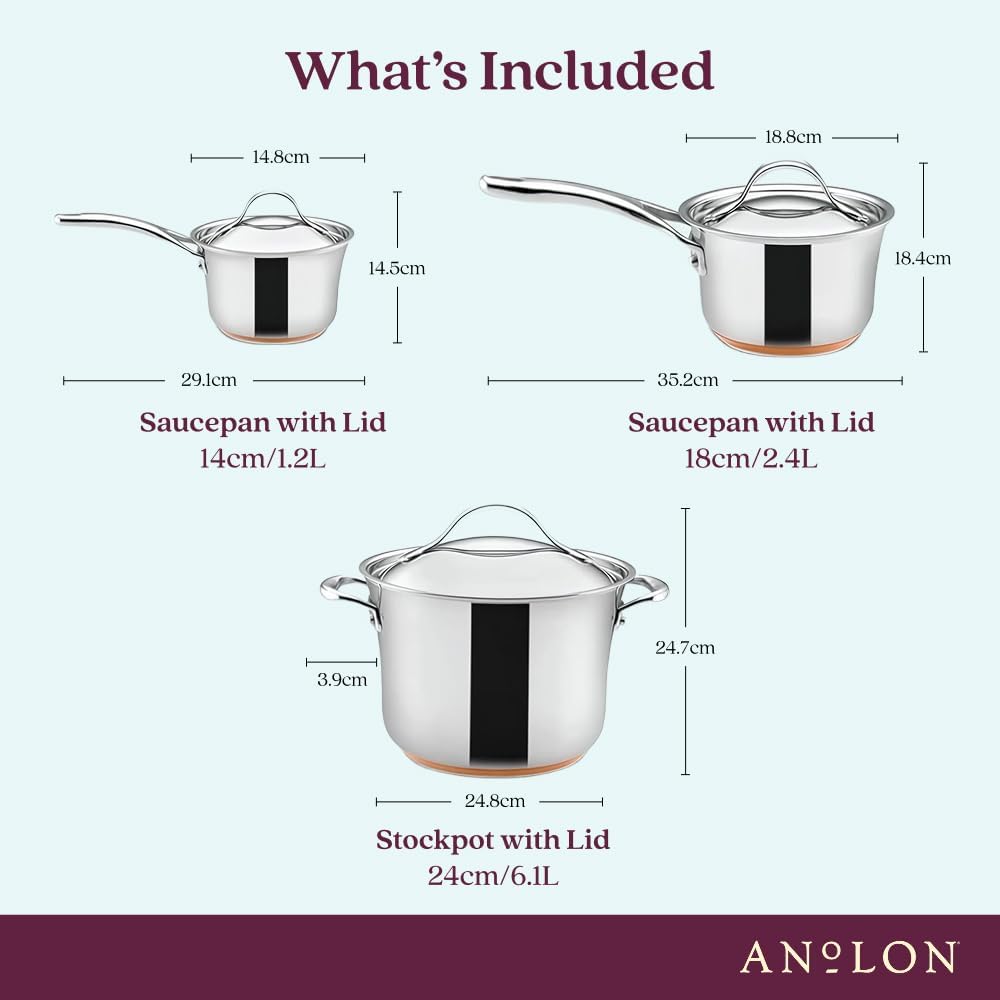 Anolon Nouvelle Stainless Steel Cookware Pots and Pans Set, 10 Piece