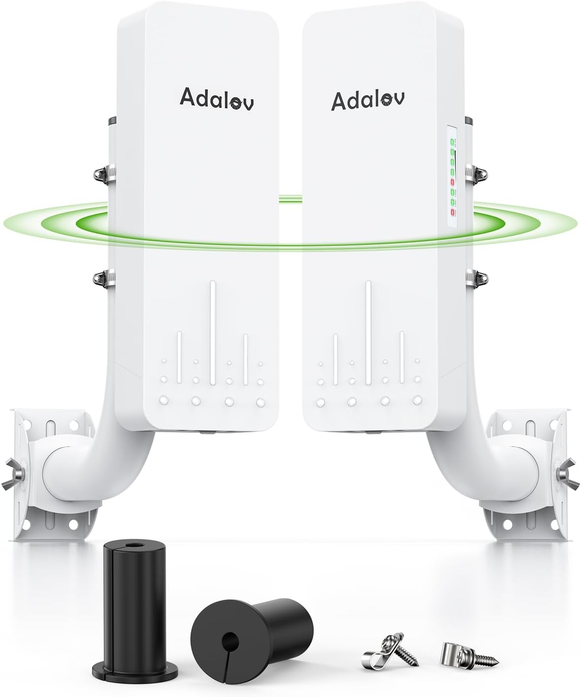 CPE661 Gigabit Wireless Bridge with Mounts, Dual WiFi Broadcasters, 3KM 5.8GHz Outdoor Point-to-Point WiFi Extender, Long Range Network Extension Compatible with Starlink, Farm, Garage, Barn