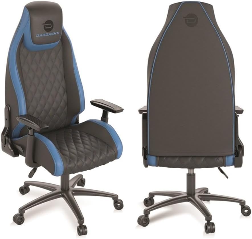 Atlantic Dardashti Gaming/Executive Chair, Molded Cold-Cure Foam, ANSI/BIFMA X5.1 Tested, Class-4 Heavy-Duty Gas Piston, 350 lbs. Weight Load, 8-Way Arm Rests, PN 78050355 – Black & Cobalt Blue