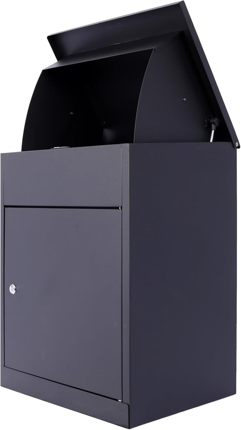Package Delivery Box for Outside, Deck Boxes Outdoor Extra Large Mailbox Lockable Package Lock Box Steel Outdoor Package Box for Porch, 22.8'x17.3'x14.2' black