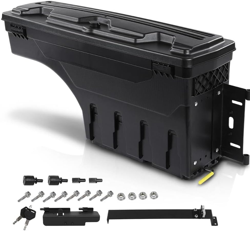 G-PLUS Truck Bed Storage Tool Box Right Passenger Side Compatible with Chevy Silverado/GMC Sierra 1500 2500 3500 1999 2000 2001 2002 2003 2004 2005 2006 2007 Black