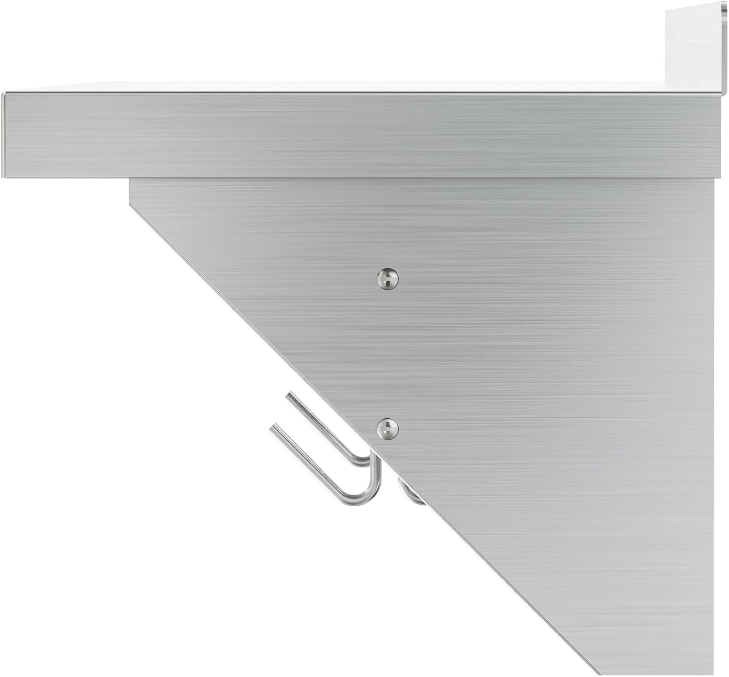 KoolMore 36' Commercial Wall Mounted Pot Rack Organizer Shelf with 3 Removable Storage Hooks for Pots and Pans, Stainless-Steel Storage Holder (WMPS-1236), 12' X 36'