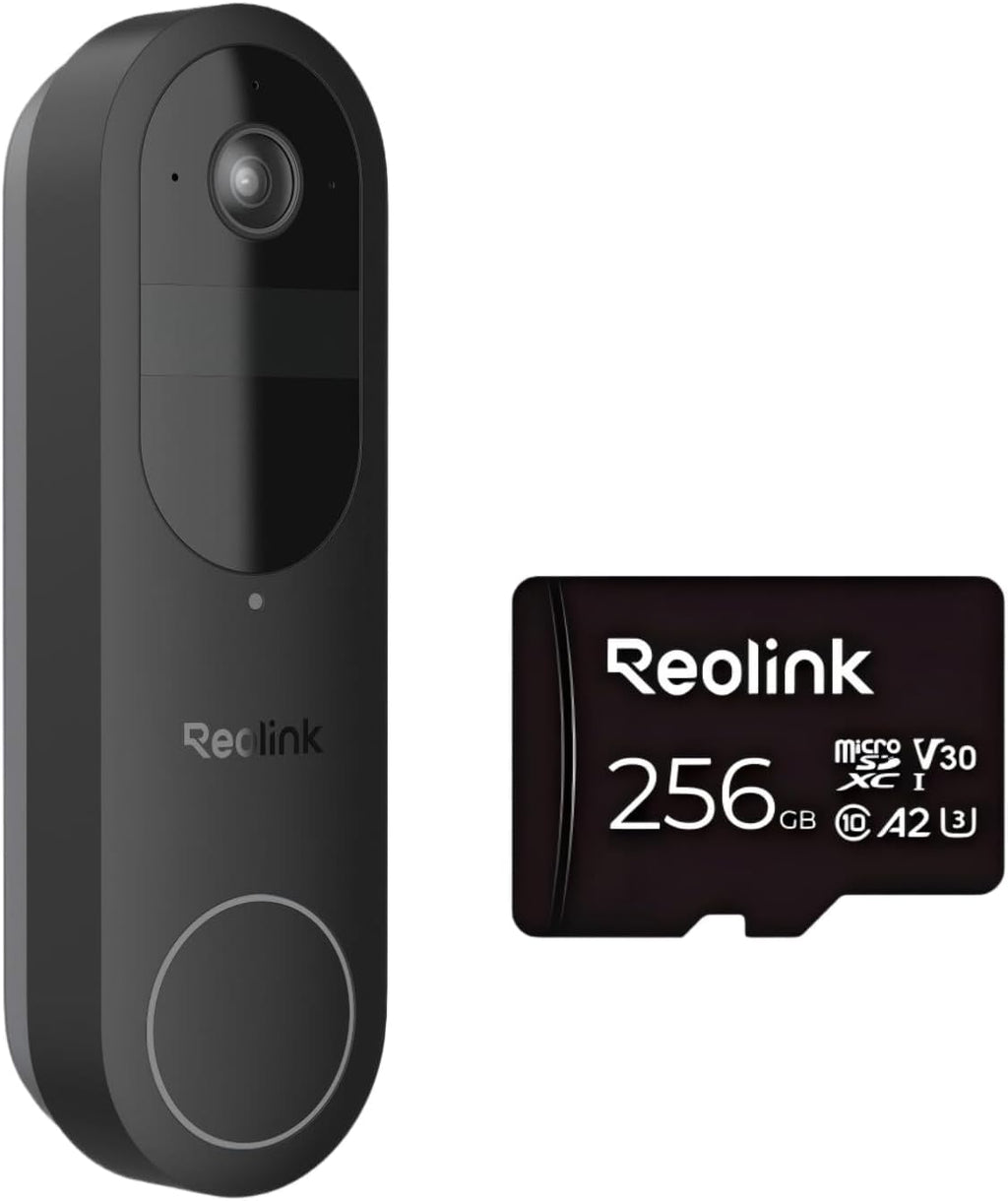 REOLINK Video Doorbell (Battery) 256GB microSD Card Bundle, 1:1 Head-to-Toe View, 2.4/5 GHz WiFi, Person/Vehicle/Package Detection, No Monthly Fees