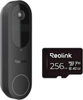REOLINK Video Doorbell (Battery) 256GB microSD Card Bundle, 1:1 Head-to-Toe View, 2.4/5 GHz WiFi, Person/Vehicle/Package Detection, No Monthly Fees