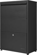 adoorn Package Delivery Boxes for Outside, Small 29.5 x 20.5 x 10.5 (HxWxD) Security Package Box, Free Standing Anti-Theft Parcel Drop Box - Black