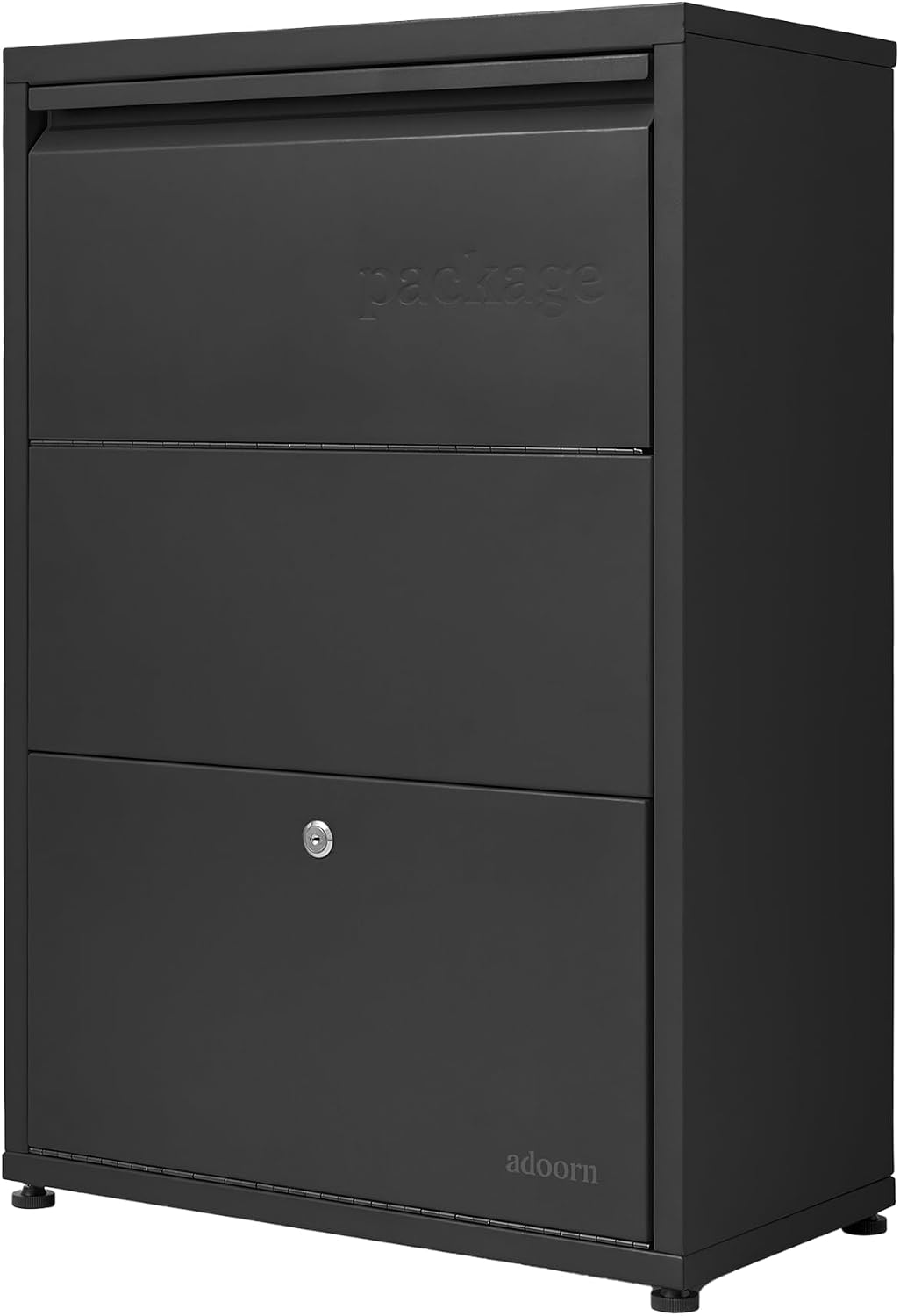 adoorn Package Delivery Boxes for Outside, Small 29.5 x 20.5 x 10.5 (HxWxD) Security Package Box, Free Standing Anti-Theft Parcel Drop Box - Black