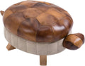 Animal Footstool Turtle Upholstered Ottoman PU Leather Pouf Wood Foot Stool Rest for Living Room Bedroom Sofa Bench Seat Chair, Grass (Small, Brown)