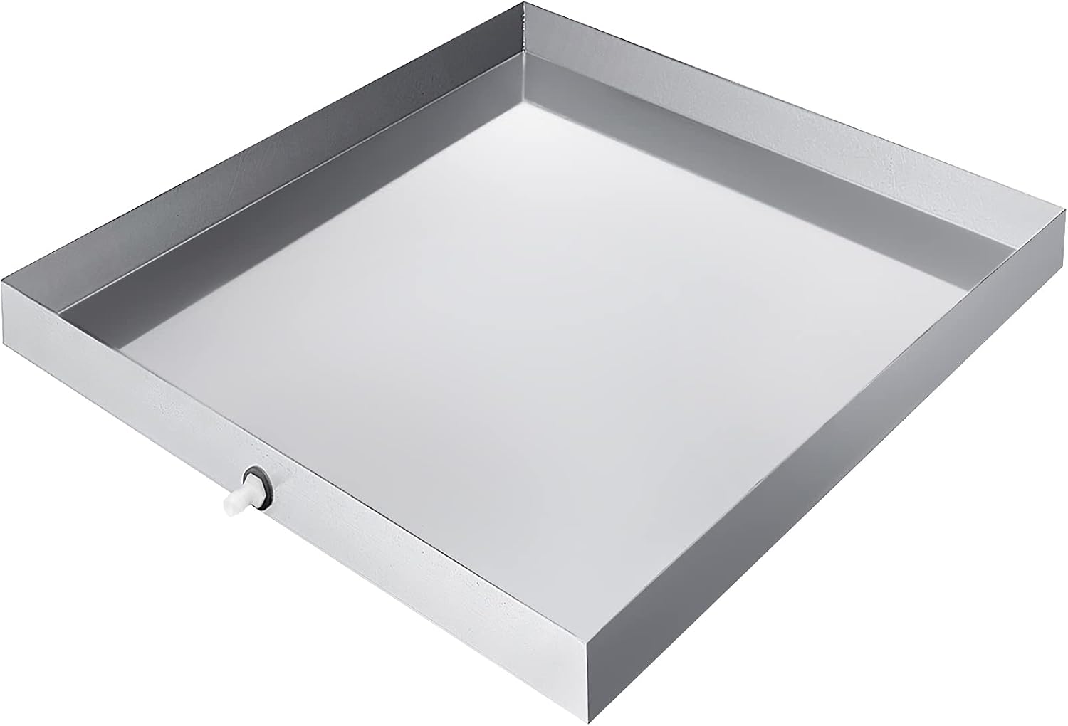 VBENLEM 32 x 30 x 2.5 Inch Washing Machine Pan 18 GA Thickness 304 Stainless Steel Heavy Duty Compact Washer Drip Tray with Drain Hole & Hose Adapter