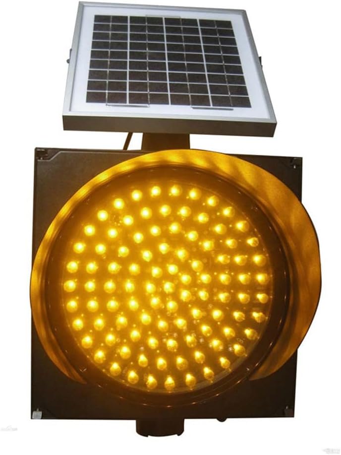 Solar Traffic Signals Signs Lights, Yellow Traffic Warning Light, Single Flashing Waterproof Road Safety Emergency Lamp, with Solar Panel and Sun Visor(30cm/12in)
