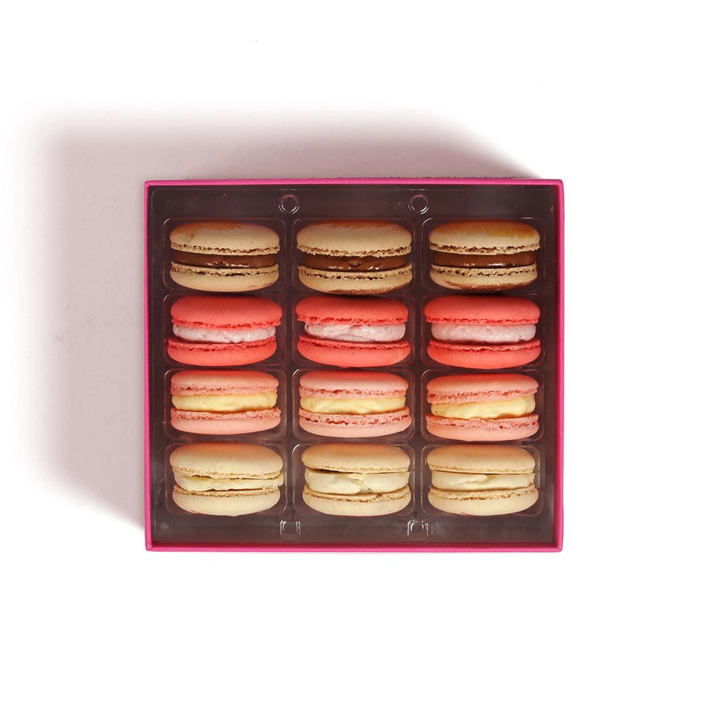 French Macarons Gourmet Cookies Chocolate Gift Basket Snack Care Package Desserts Food European Corporate Birthday Cake Assortments for College Student (12 Count Mother's Day Special)