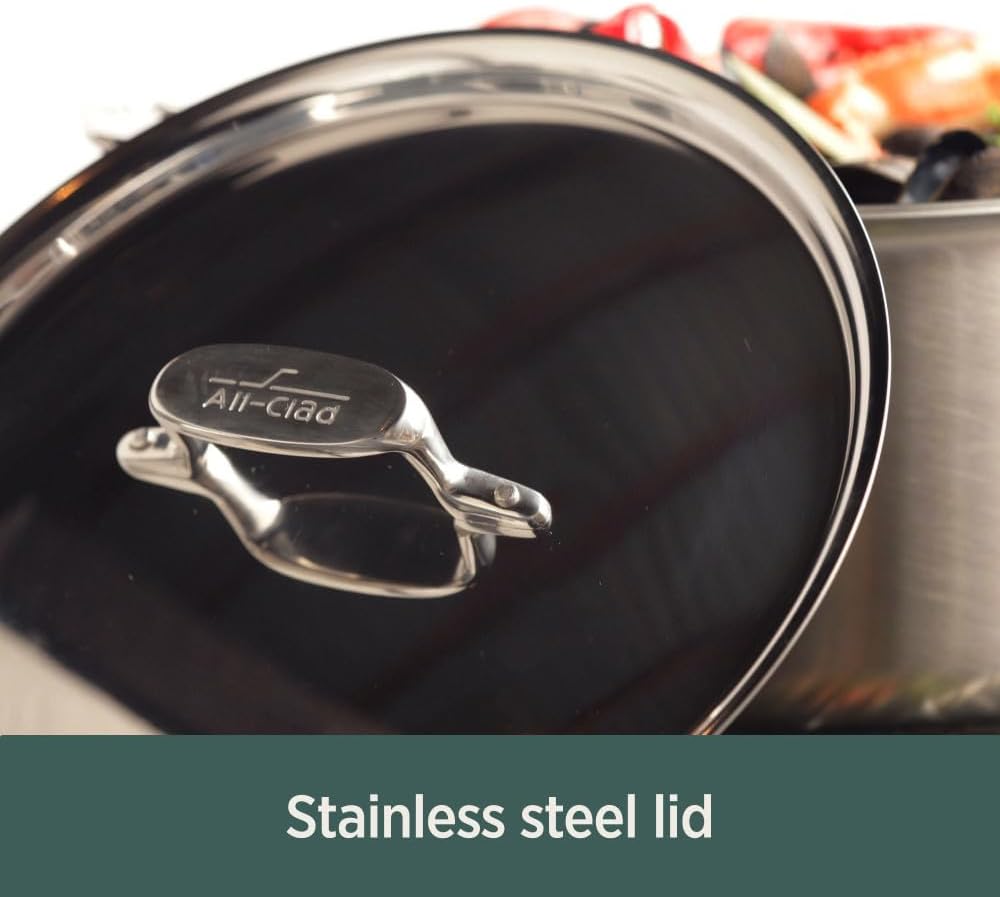 All-Clad D5® Stainless Steel Core 4 Quart Soup Pot With Lid - Made in the USA - The Upgrade for Supremely Even Heat- Oven Safe & Induction Compatible Cookware