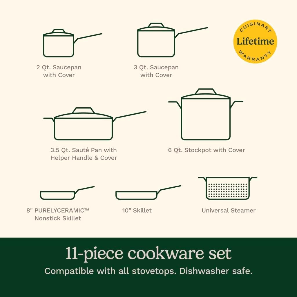 Cuisinart 11-Piece Matte Black Elegance Cookware Set, MBK89-11