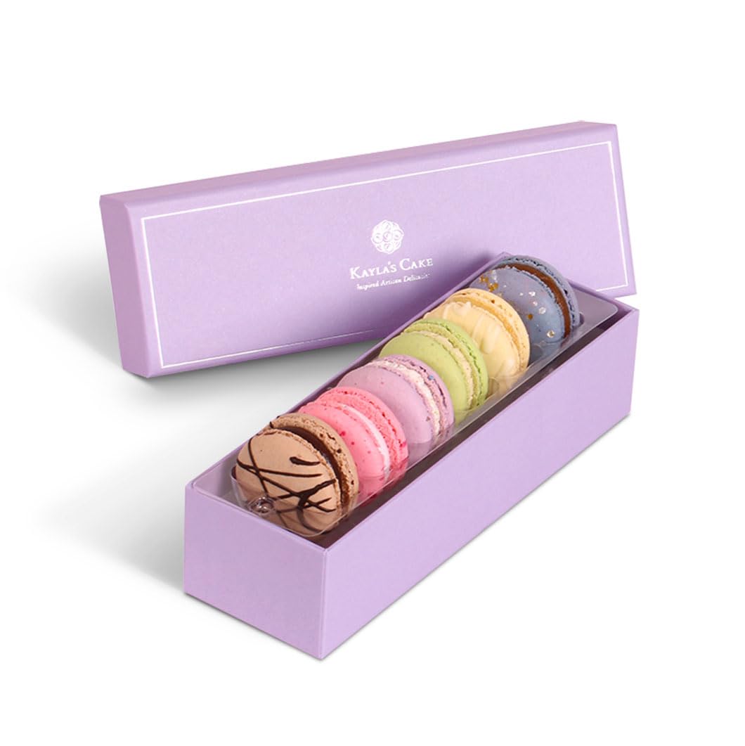 Kayla's Cake Premium French Macarons Cookies Gift Baskets Gourmet Chocolate Box Food Desserts Birthday Snack Care Packages Holiday Thank You Signature Box of 6 Bundle (Pack of 10)
