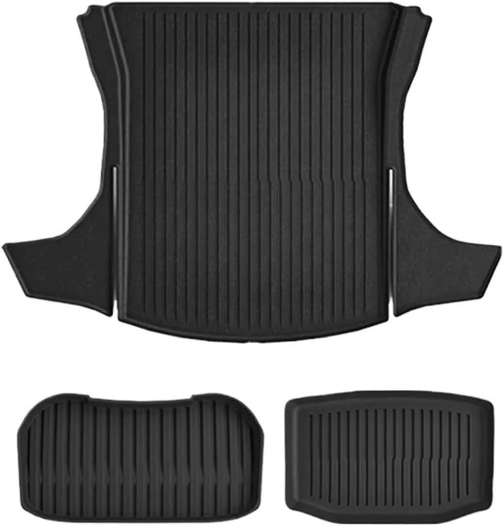 TPE Floor Mat Compatible with Tesla Model 3 2024 with Door Sill Protector Trunk Mats with Front Rear Cargo Liner Compatible with Model 3 Highland(SNTM-3PCS)