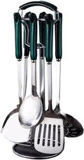 Ceramic Cooking Spoons Spatulas Stainless Steel Cooking Utensils Gadgets Bakeware Tools Kitchen Cookware 7 Pieces(Green)