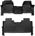 Rough Country All Weather Floor Mats Set for Ford F-250/F-350 SuperDuty (2017-2025) CrewCab with Bench Seat - Non-Slip Waterproof Flexible Floor Mat, Front & Rear Set