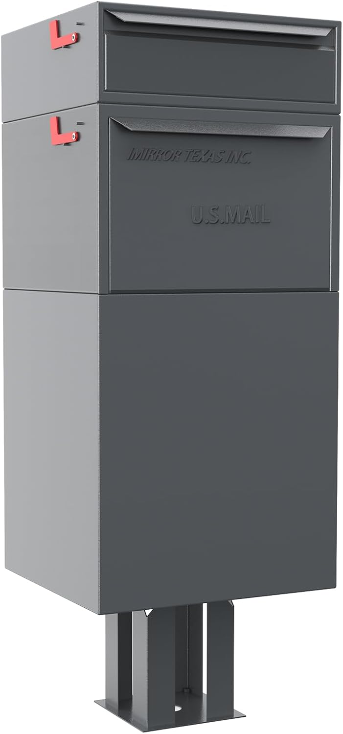 Stainless Steel Package Drop Box - Secure Curbside Mailbox with Multiple Mounting Options (Stainless Steel Base, Base)