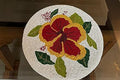 Hibiscus Floral Table Mats, Set of 6 Handmade Bead Placemats, Spring Table Topper 13X13 Inch (6)