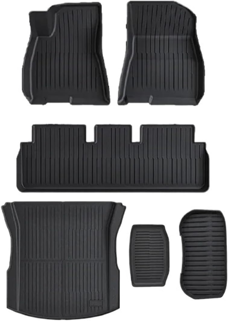 Compatible for Tesla Model Y 3 2021 to 2023 LHD All TPE Floor Mats Trunk Mat Cargo Liner Left Rudder Foot Pads Car Accessories(Black)