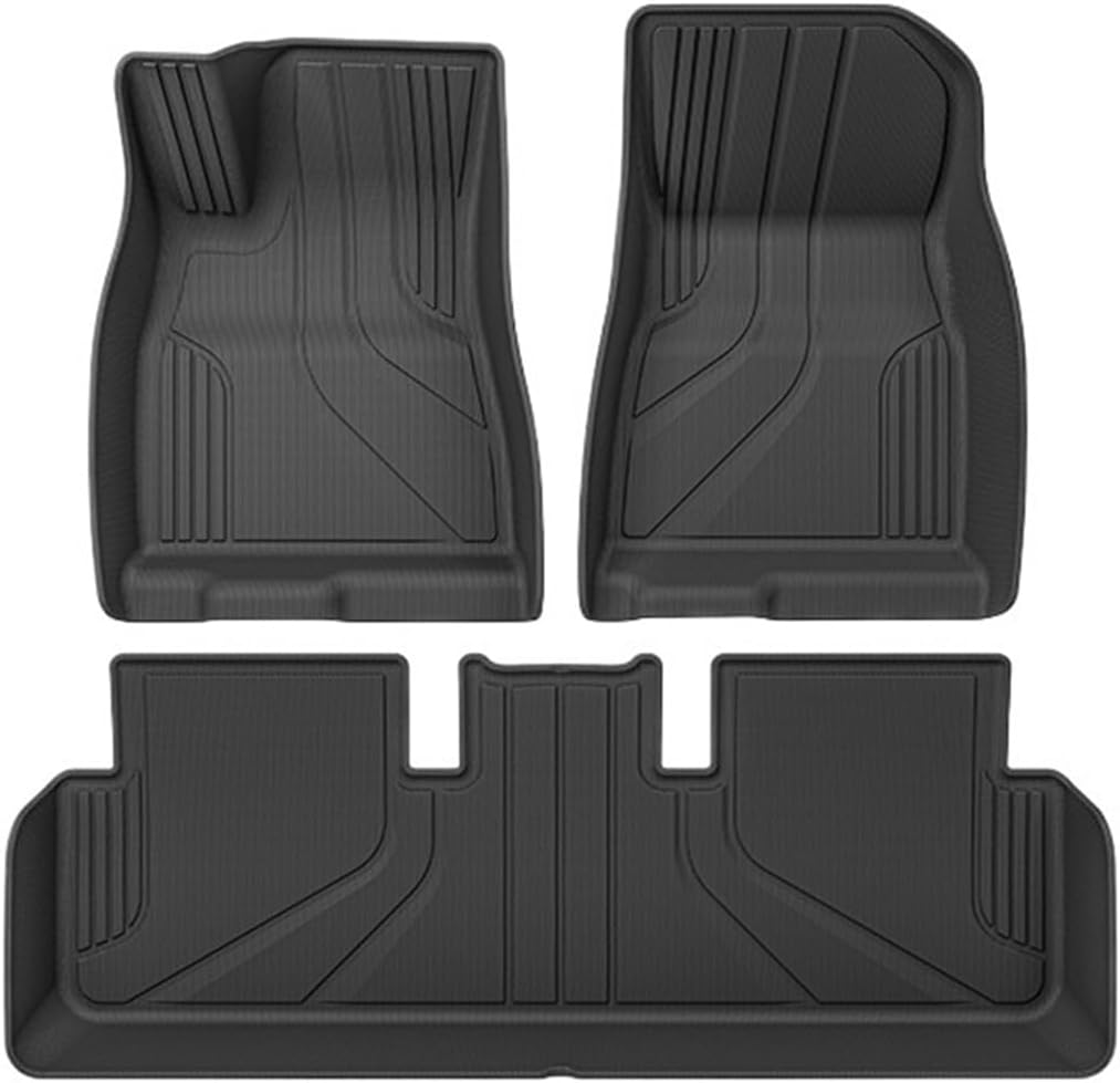 1.5X Raised Edges Upgraded TPE Floor Mats Compatible with Tesla Model 3 Highland 2024 Full Edge Wrapping Waterproof Cargo Liner Trunk Mats(3PCS Floor Mats)