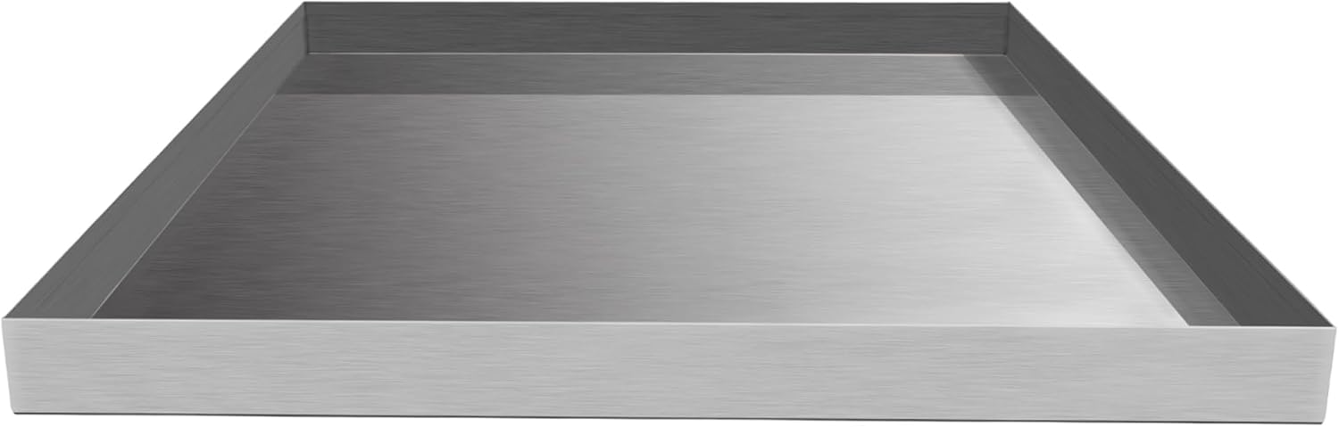 DR. Quality Heavy Duty Washer Machine Drain Pan — Stainless Washer Tray with No Drain Hole, Designed for Spill Control, Floor Shielding, and Washer Hose Overflow Capture, 32inx30inx2.5in, 1-PC