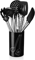 Kitchen Utensils Set, 8 Piece Silicone Cooking Utensils Set with Holder, Heat Resistant Utensils Set with Stainless Steel Handle for Nonstick Cookware, Kitchen Tools