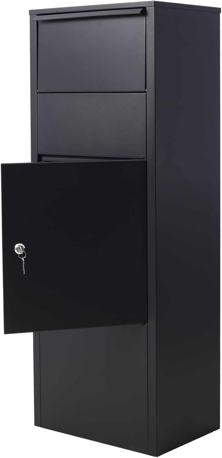 Extra Large Steel Package Delivery Box Express Mail Parcel Drop Box with Lockable Storage Compartment Heavy Duty Weatherproof for Outside for Home & Business (10.5'×15.5'×41.3')