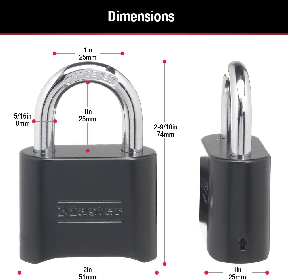 Master Lock Black Combination Padlock,Set Your Own Combo Lock,Weather Resistant Indoor and Outdoor Padlocks with Code for Gym Locker,Gate,Shed,178EC2,2 Count (Pack of 10)