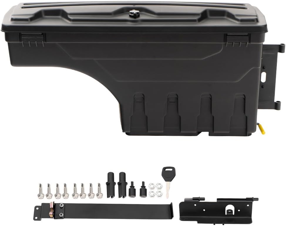 G-PLUS Truck Bed Storage Box Tool Box Right Passenger Side Compatible with Toyota Tundra 2007 2008 2009 2020 Black Rear Tool Box