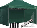 Eurmax USA 8x12 Pop Up Canopy Tent,Commercial Tent with Patented No-Tip Rolling Bag,4 Zippered Removable Walls,UV & Water Resistant Canopy Top,Heavy Duty Outdoor Gazebo,Instant Shelter(Forest Green)