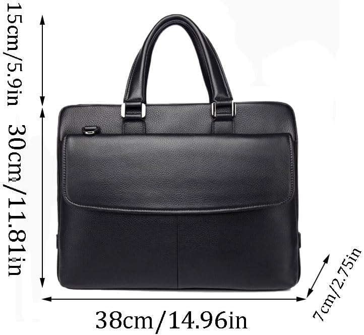Waterproof Conference Document Package Laptop Bag Men's Genuine Leather Business Handbag